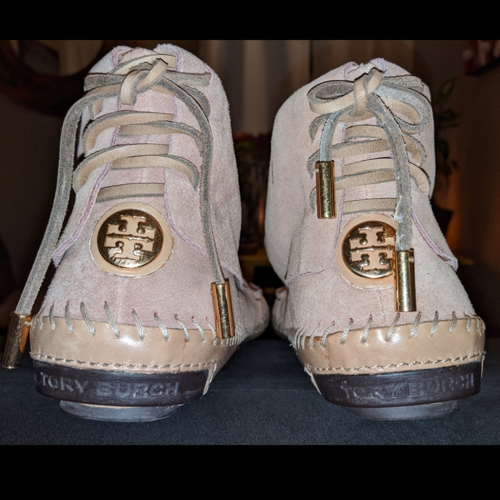 Tory Burch suede leather moccasin booties